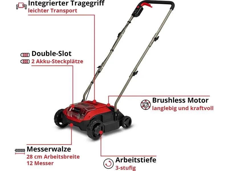 Einhell Akku-Vertikutierer-Lüfter GC-SC 18/28 DS Li-Solo Einhell Akku-Vertikutierer-Lüfter GC-SC 18/28 DS Li-Solo