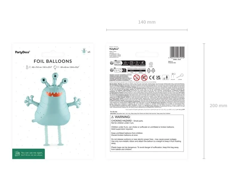 Partydeco Alien Folie, Kunststoff, Nebelblau