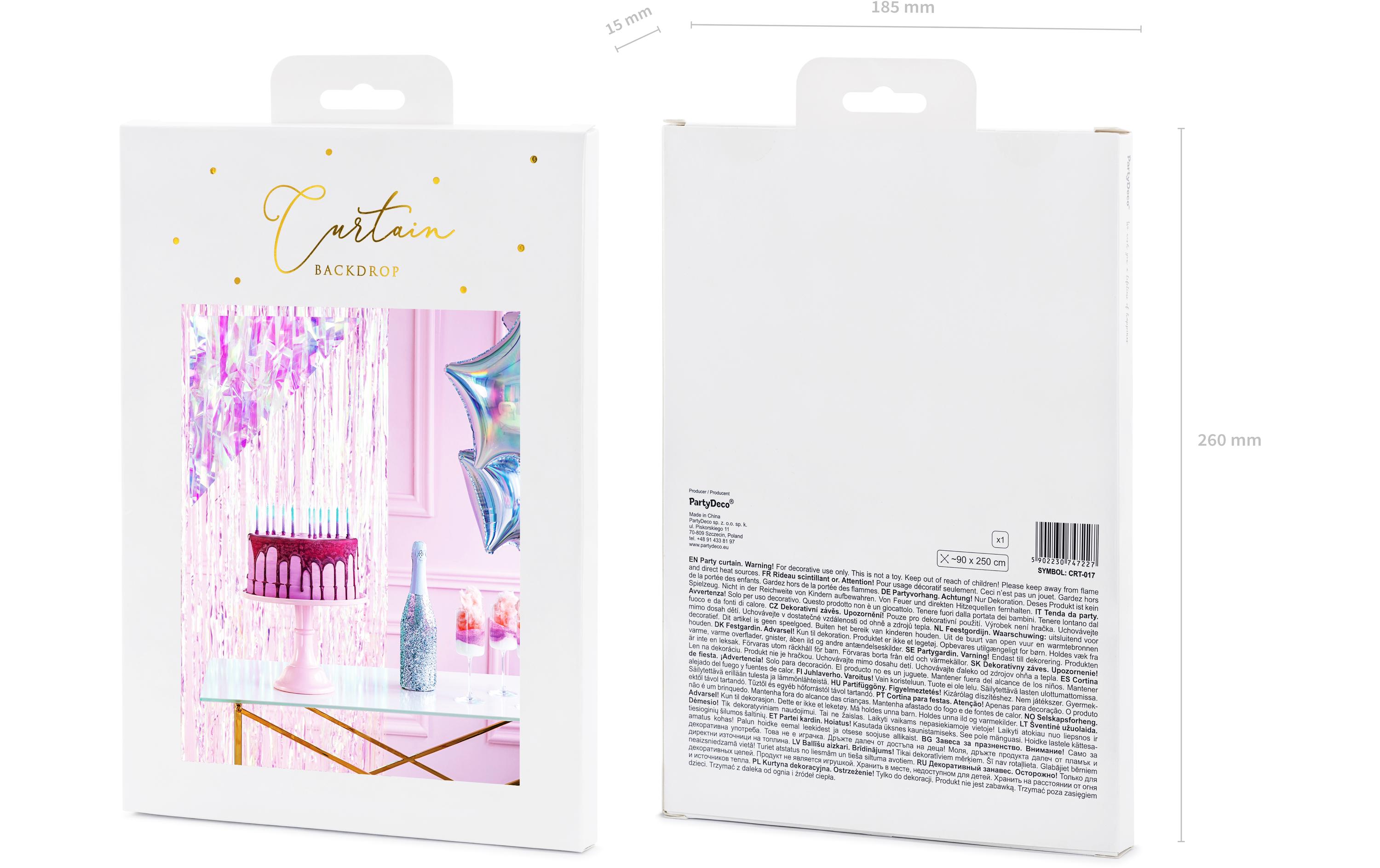 Partydeco Partyaccessoire Vorhang 90 x 250 cm, Opal