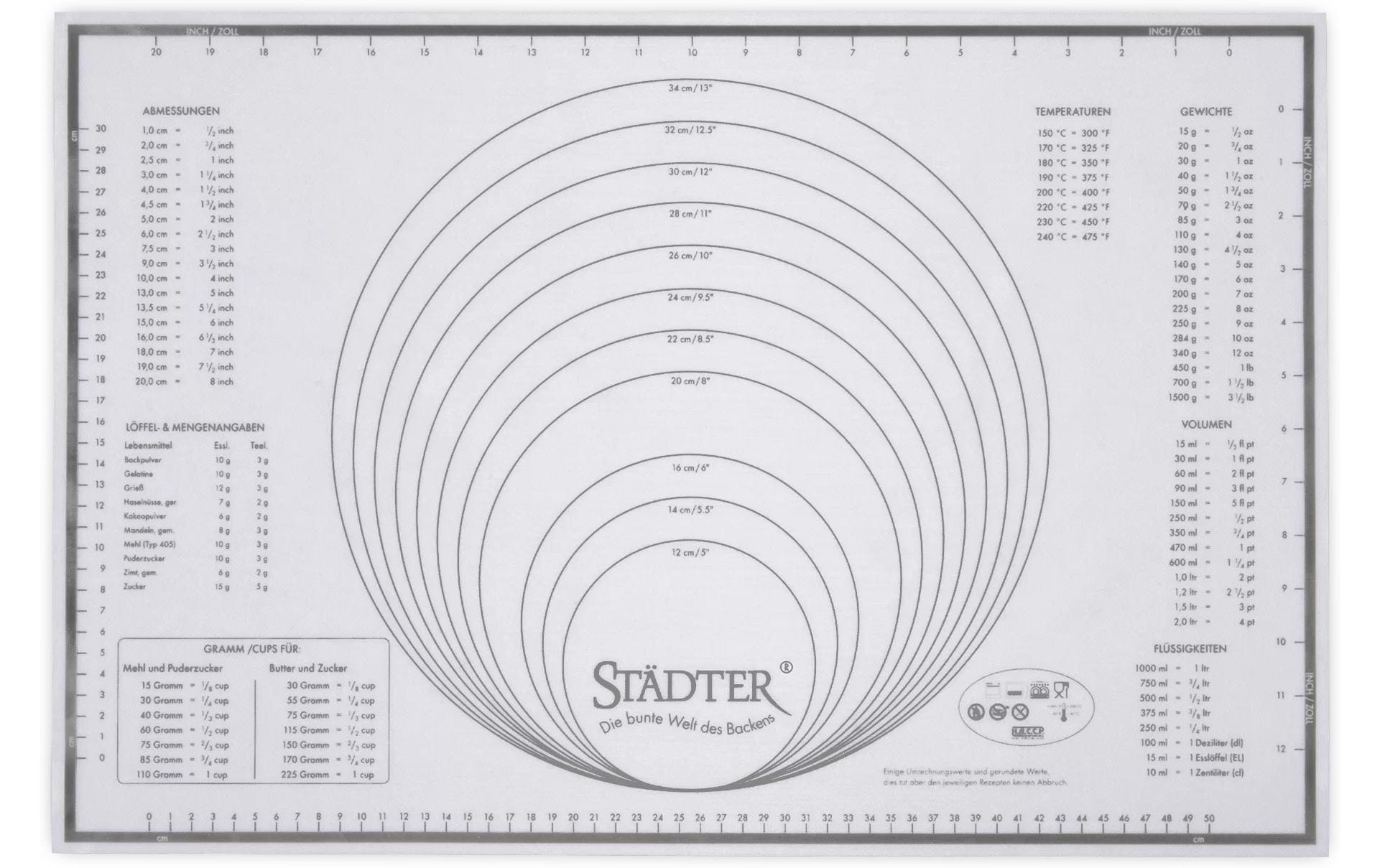 Städter Backmatte 60 x 40 cm 1 Stück, Weiss, 60 x 40 cm