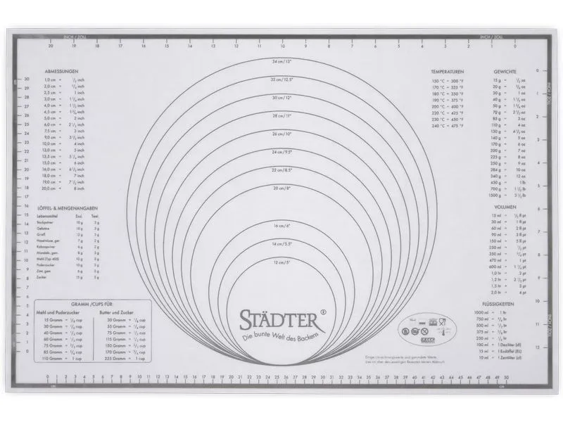 Städter Backmatte 60 x 40 cm 1 Stück, Weiss, 60 x 40 cm Städter Backmatte 60 x 40 cm 1 Stück, Weiss, 60 x 40 cm