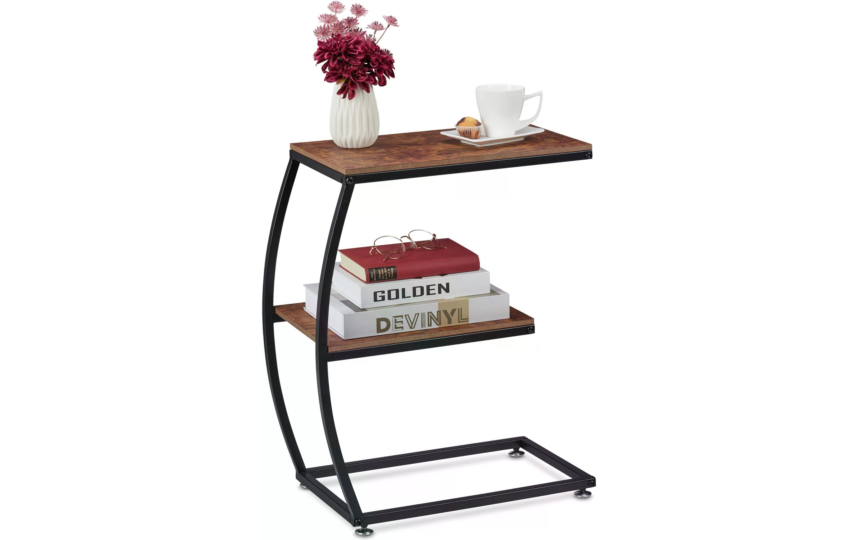 relaxdays Beistelltisch Industrial 47.5 cm x 57.5 cm, Braun/Schwarz