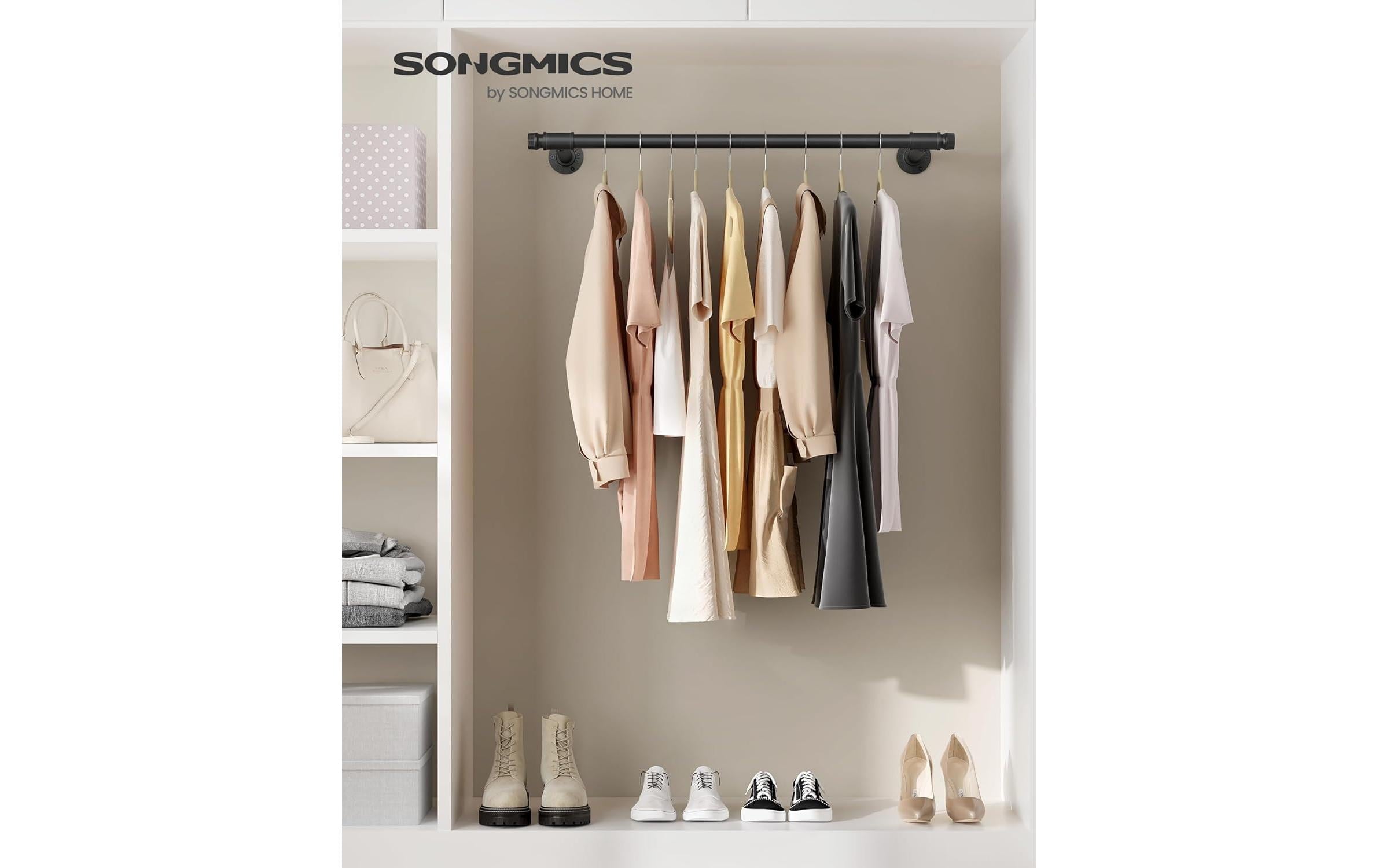 Songmics Wandgarderobe 2 Stück 84 cm x 7 cm, Schwarz