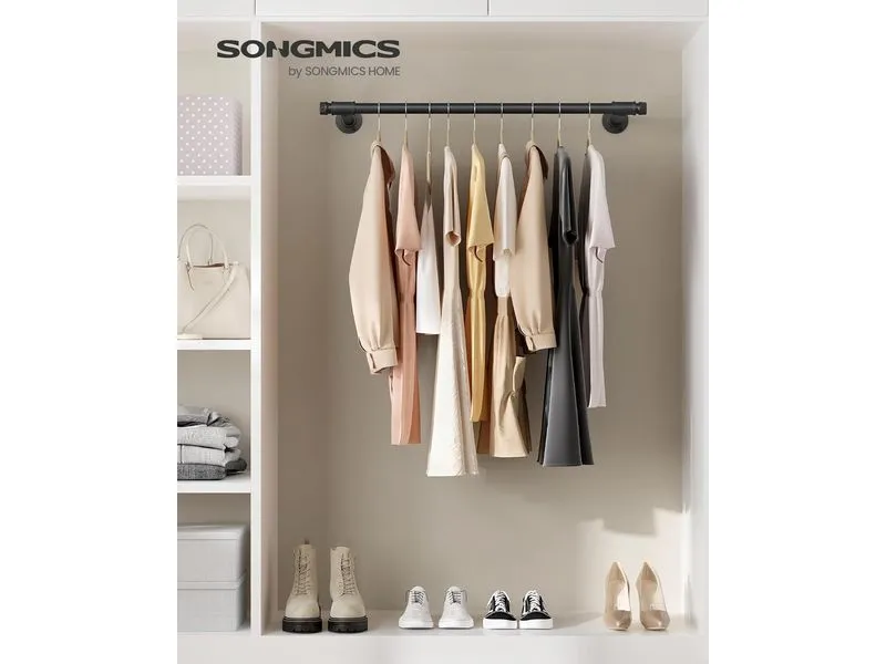 Songmics Wandgarderobe 2 Stück 84 cm x 7 cm, Schwarz