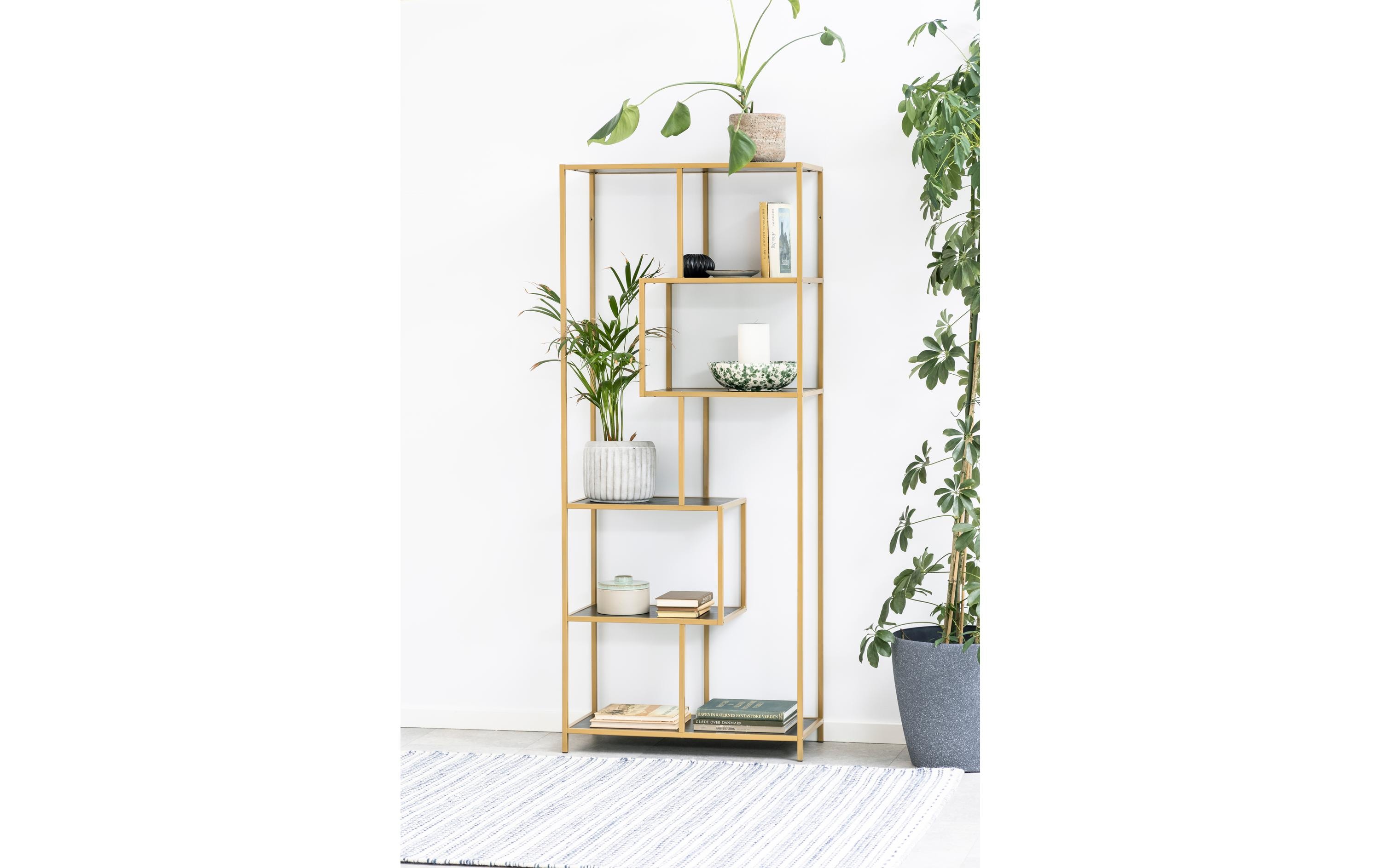 AC Design Regal Seaford 77 x 35 x 185 cm, Gold/Schwarz