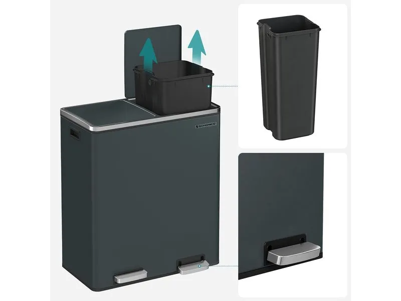 Songmics Abfalleimer 60 l, Grau