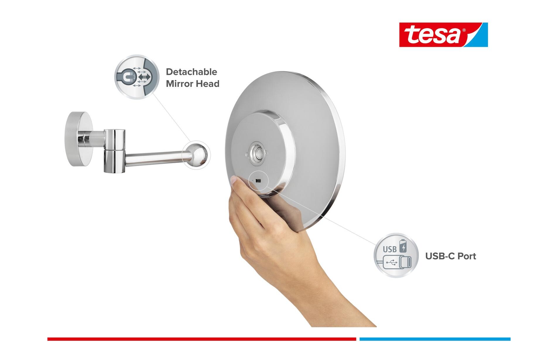 tesa Kosmetikspiegel Visioon LED, Chrom