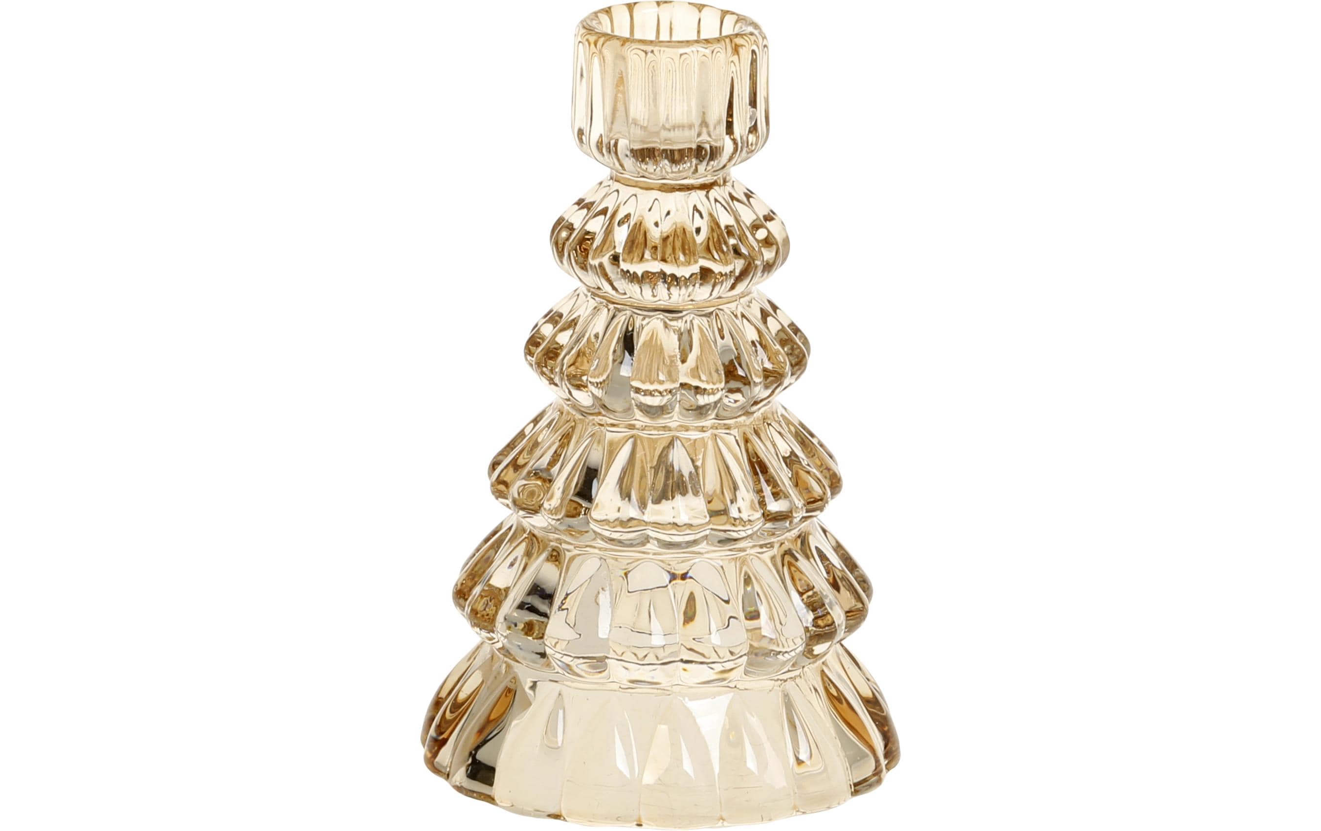 Chic Antique Kerzenständer 13 cm, Glas, Bernstein