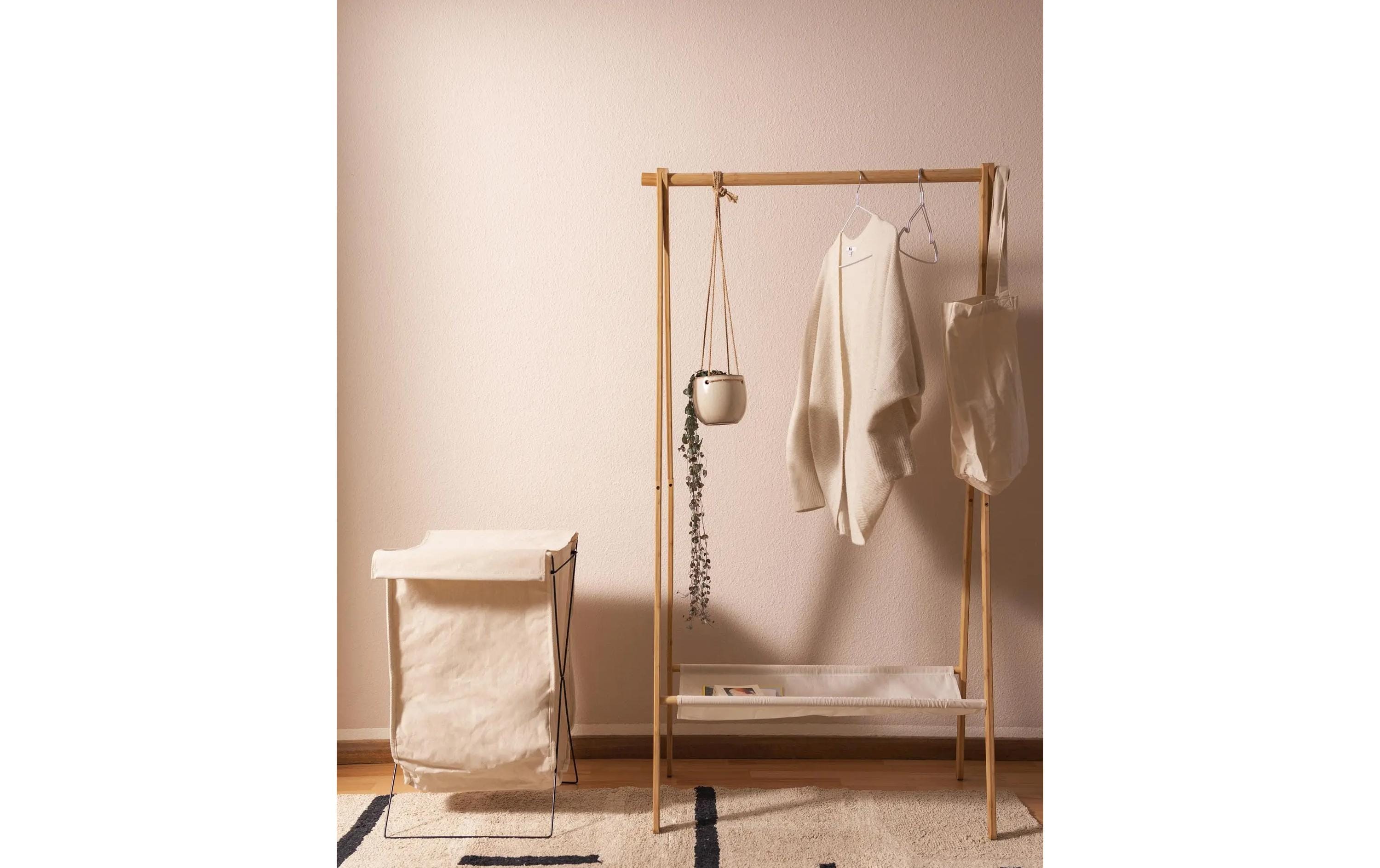 Esmée Wäschekorb mit Metall 30 l, Beige/Schwarz