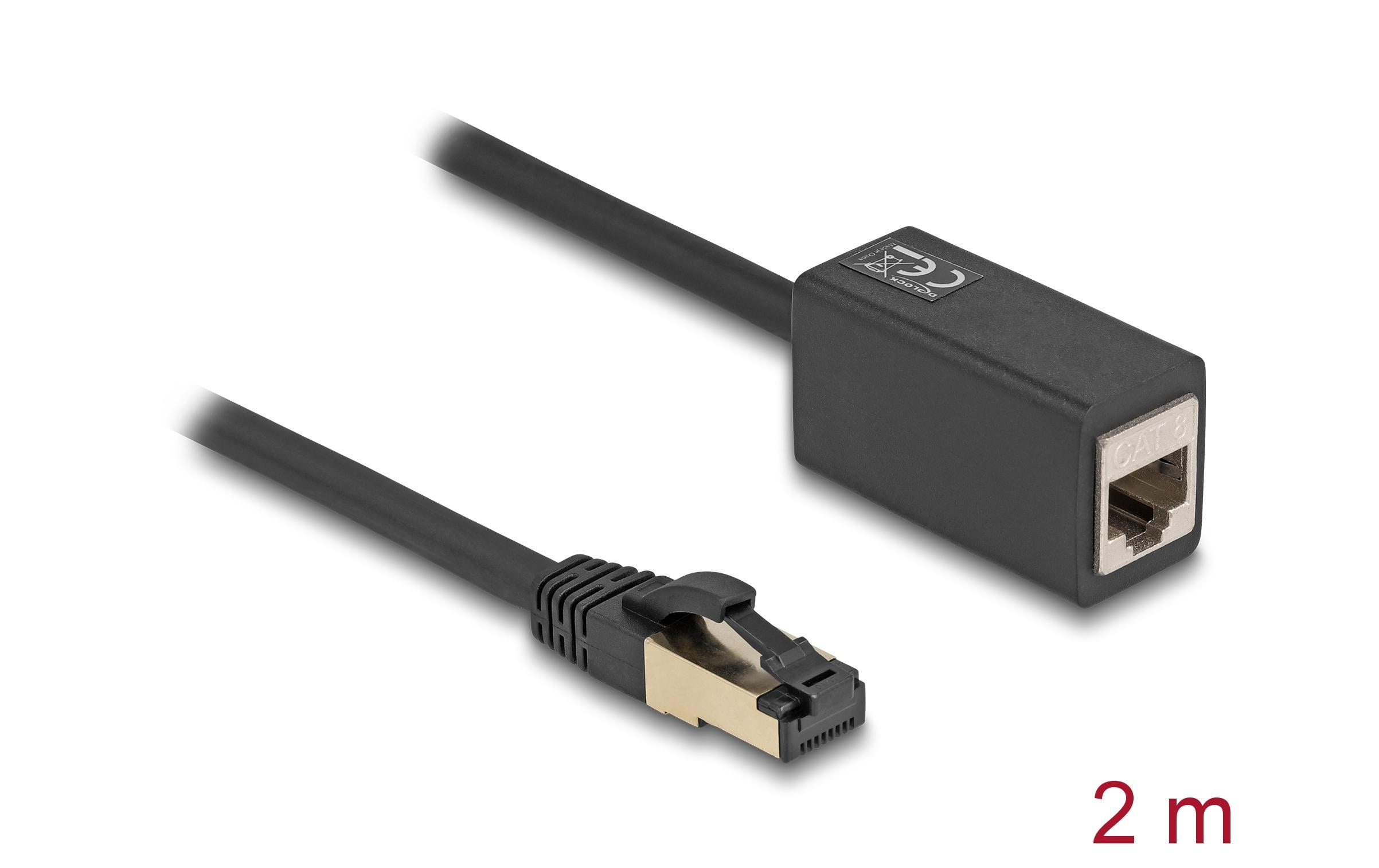 Delock Patchkabel Verlängerungskabel Cat 8.1, S/FTP, 2 m, Schwarz Delock Patchkabel Verlängerungskabel Cat 8.1, S/FTP, 2 m, Schwarz