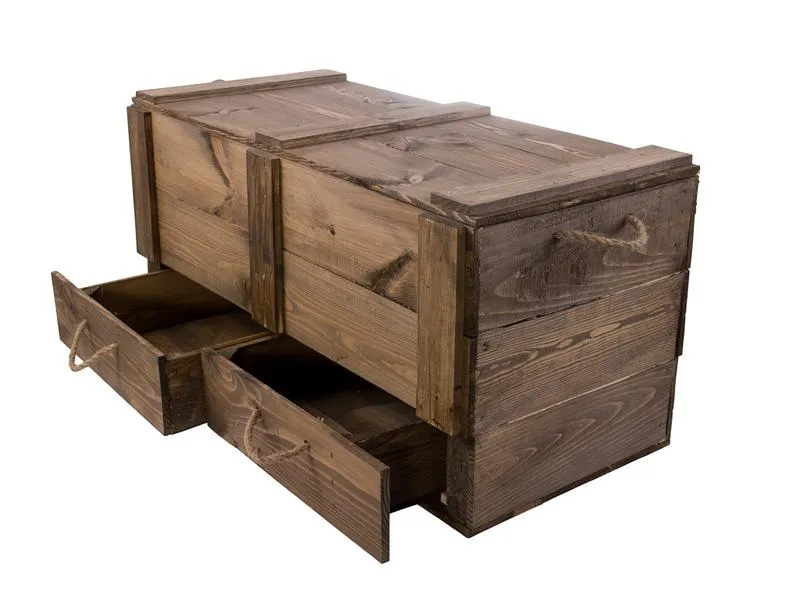 Holz Zollhaus Truhe Vintage Braun, 85 x 40 cm