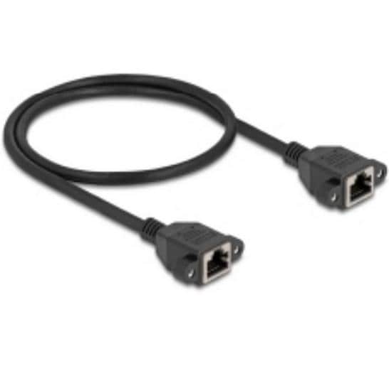 Delock Patchkabel Verlängerungskabel Cat 6A, S/FTP, 0.5 m, Schwarz