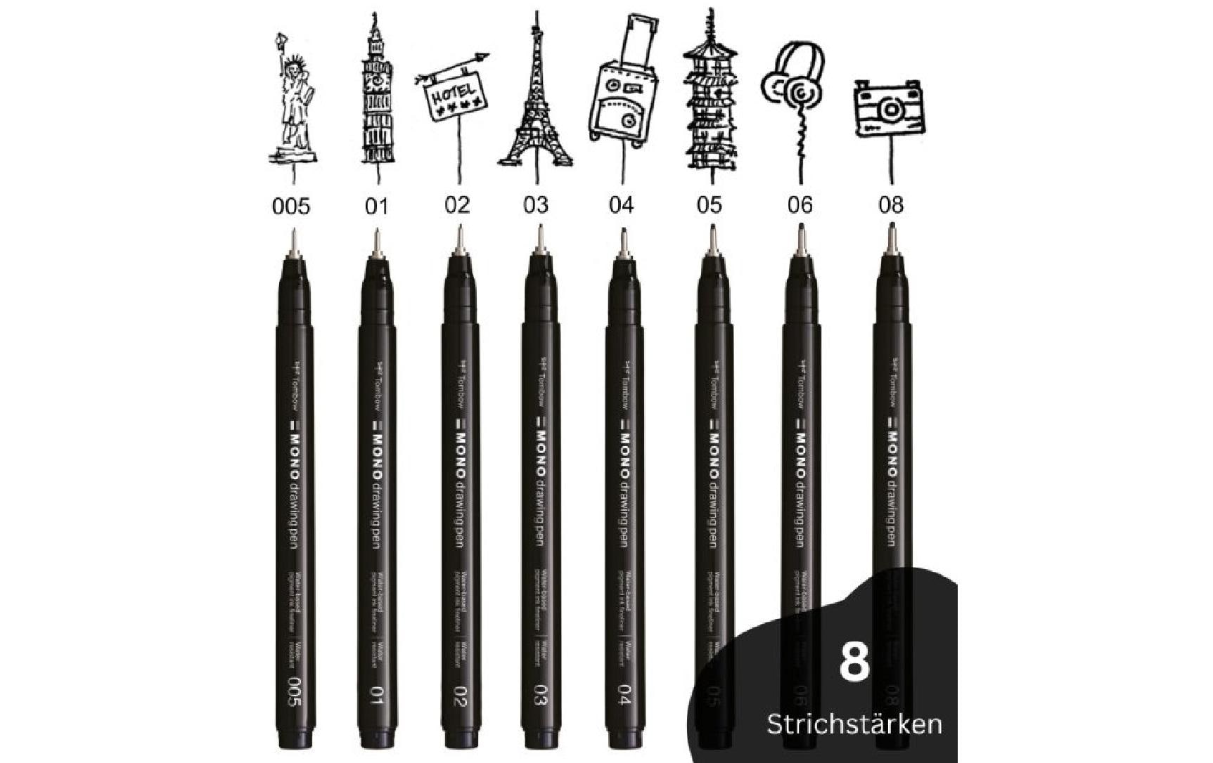 Tombow Fineliner MONO drawing pen 0.35 mm, Schwarz
