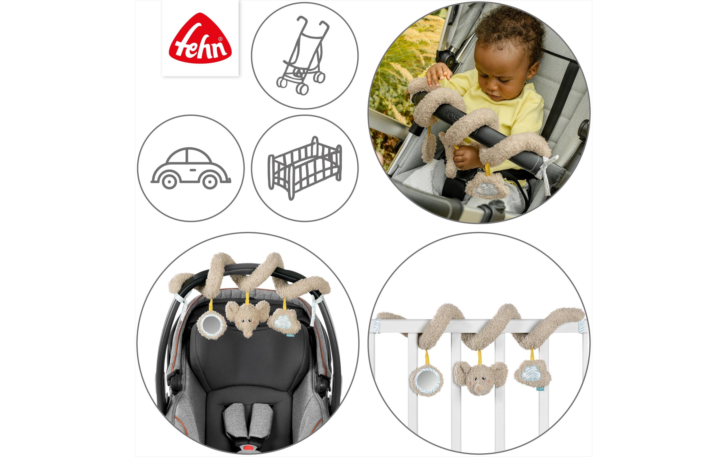 fehn Activity-Spirale Elefant, Plüsch, Grau