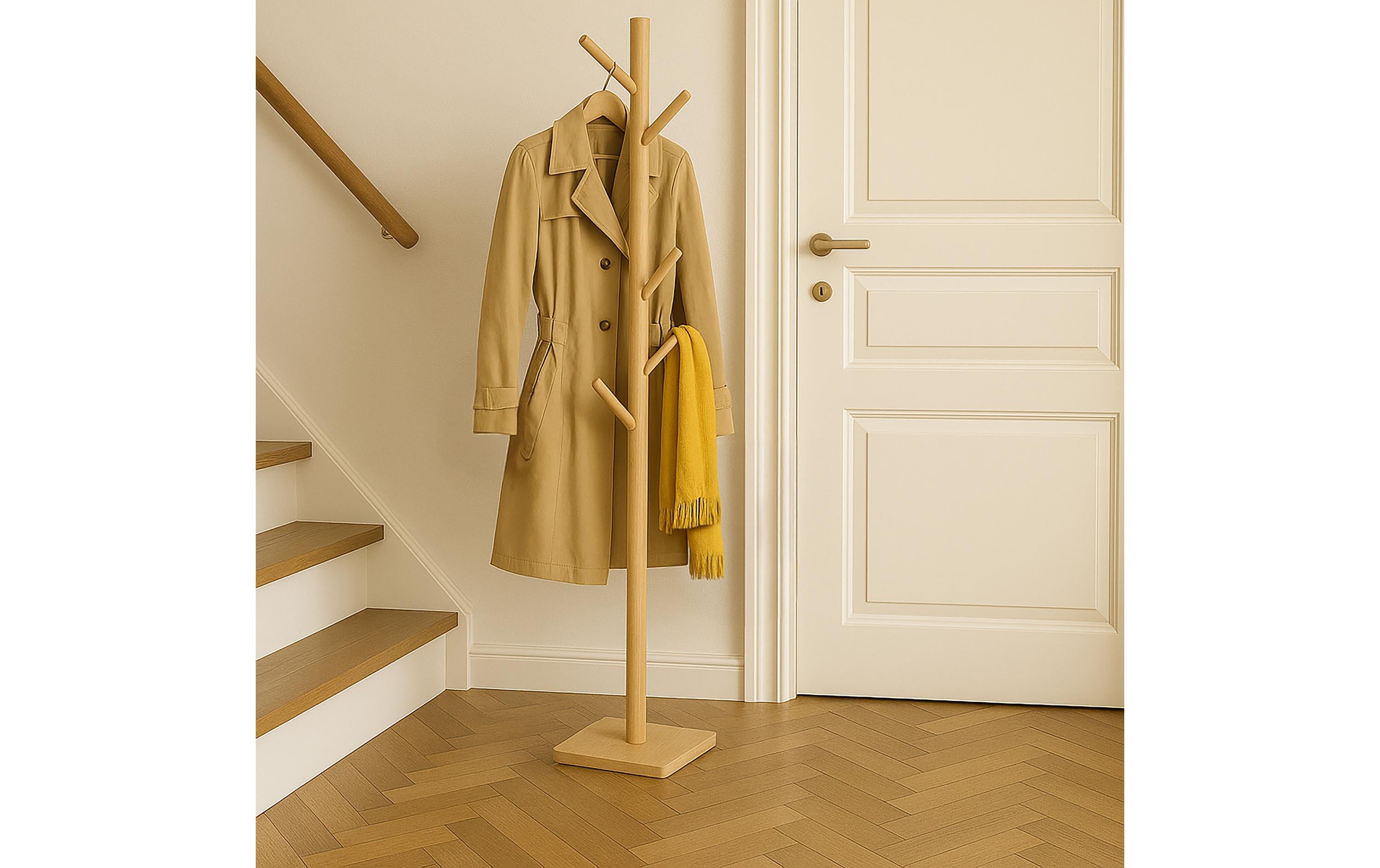 relaxdays Garderobenständer Bambus Hellbraun