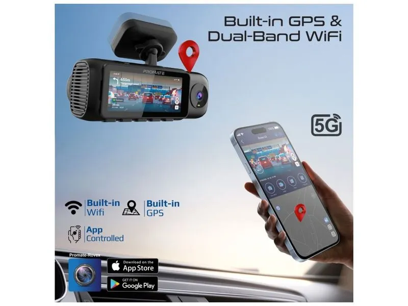 Promate Dashcam Rovex-S3 4K Ultra HD GPS WLAN Promate Dashcam Rovex-S3 4K Ultra HD GPS WLAN