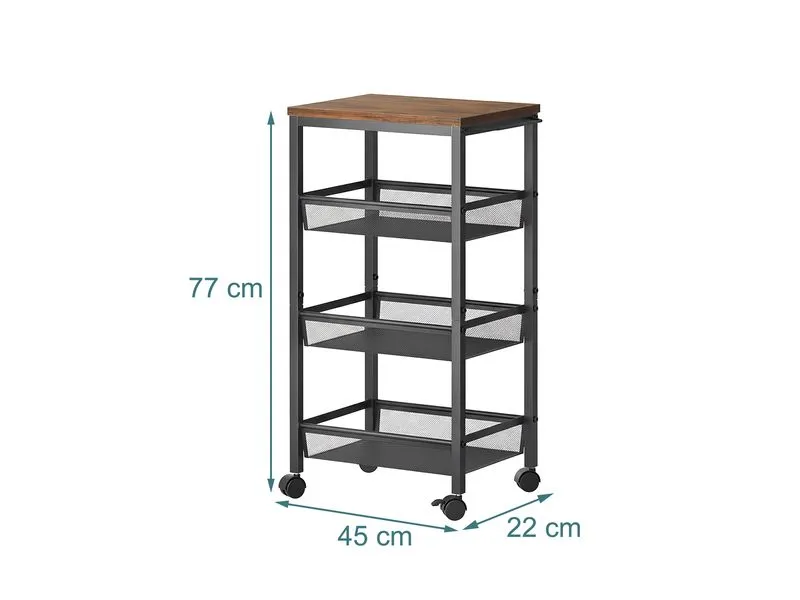 relaxdays Nischenwagen 77 x 22 x 45.5 cm Schwarz relaxdays Nischenwagen 77 x 22 x 45.5 cm Schwarz