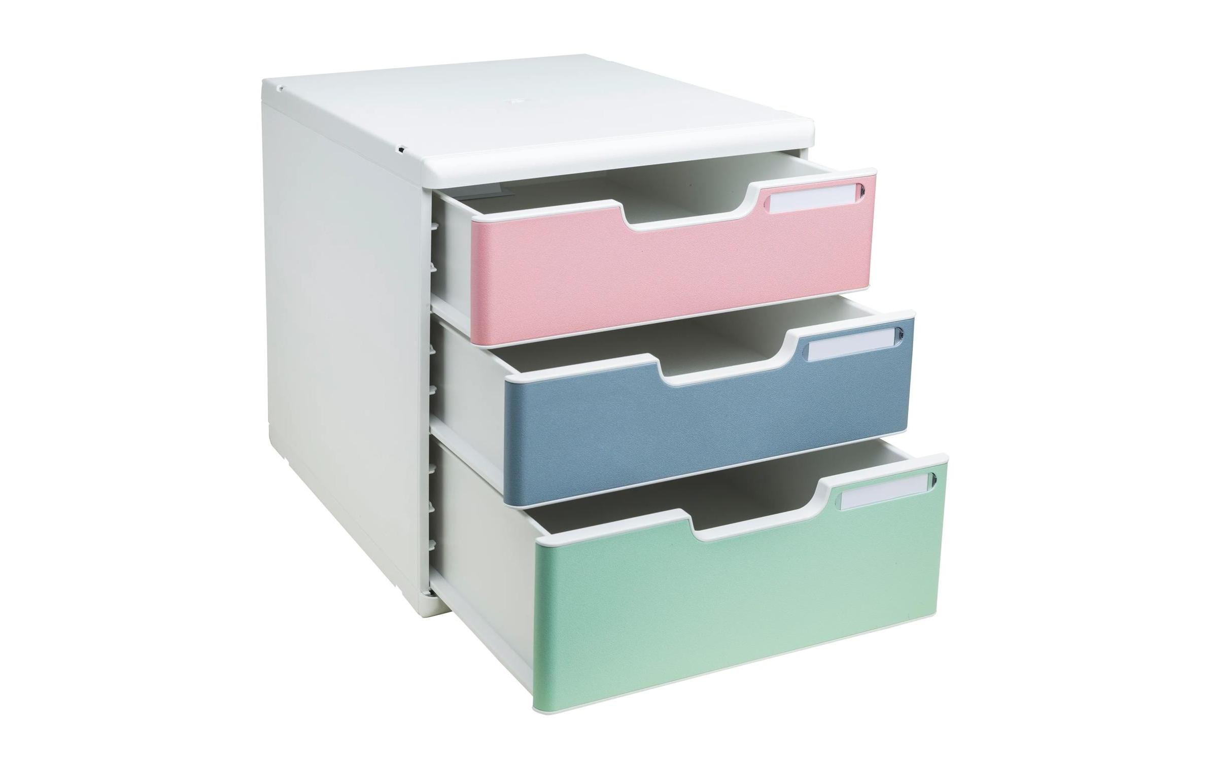 Exacompta Schubladenbox Modulo AutentiK, A4+, 3 Schubladen, Mehrfarbig