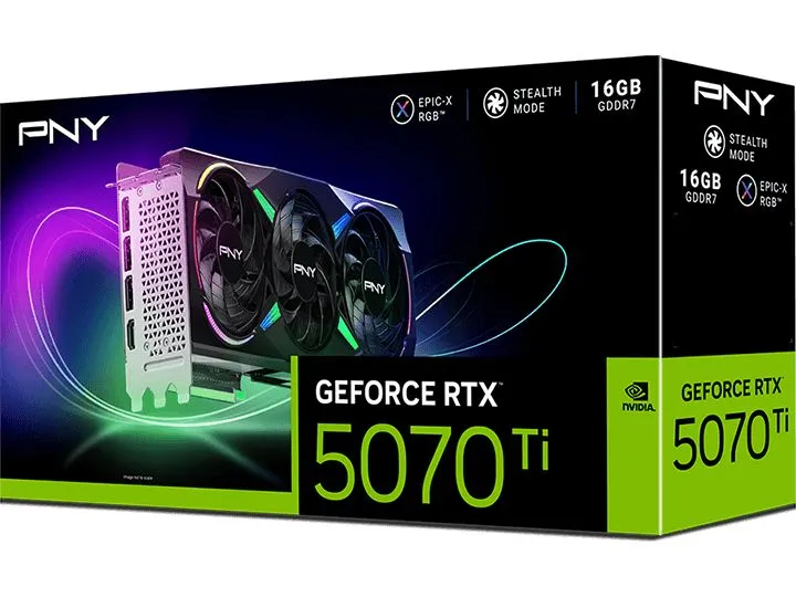 PNY GeForce RTX 5070 Ti 16 GB GDDR7 PCIe 5.0 x16 Triple Fan ARGB