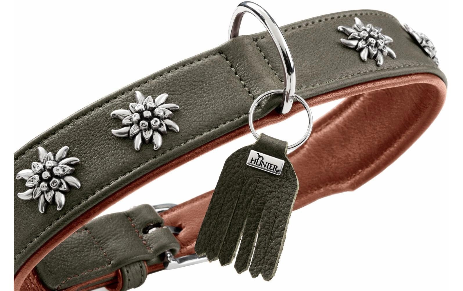 Hunter Halsband München 55/M, Rindsleder, Grün/Cognac