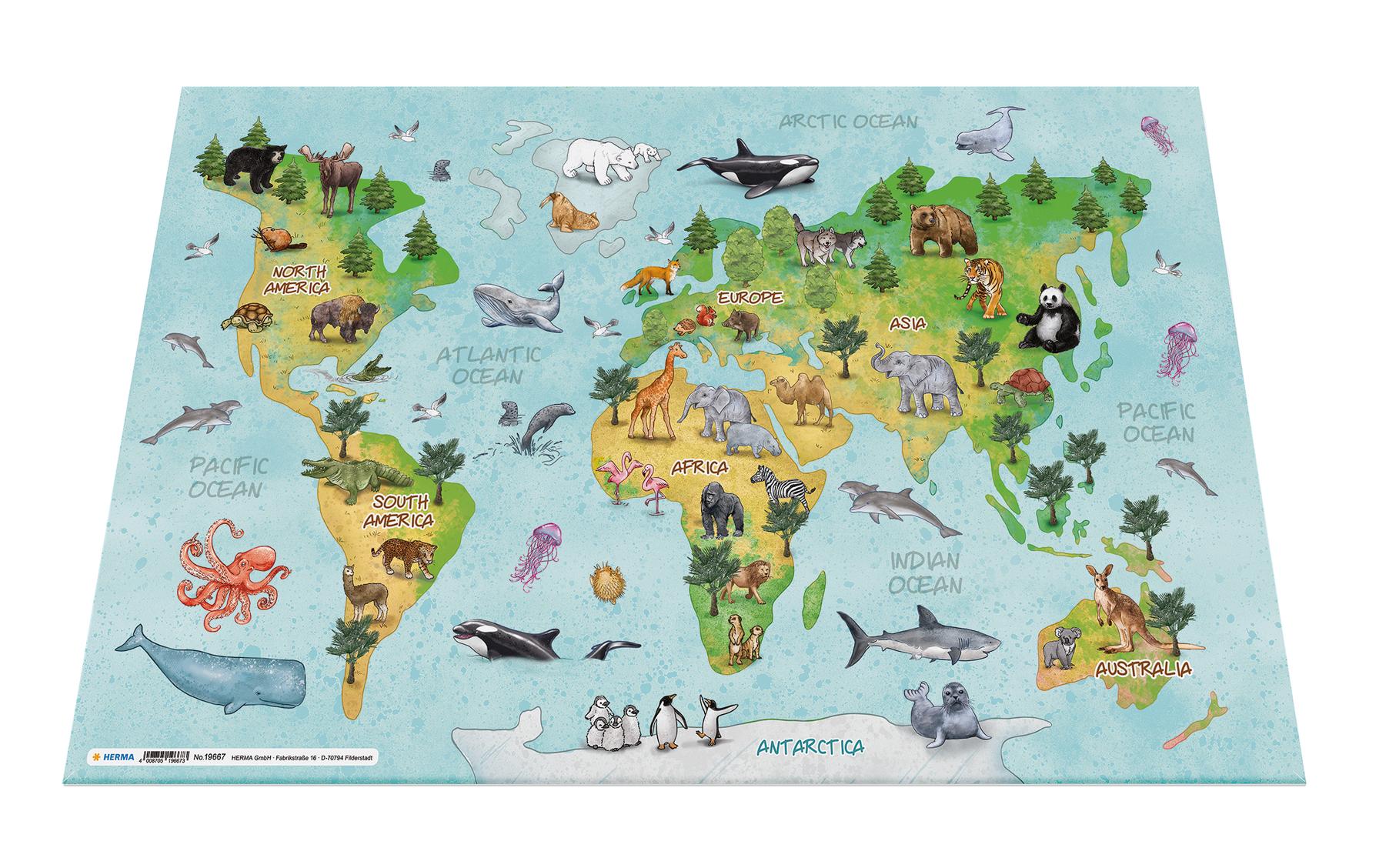 HERMA Schreibunterlage Weltkarte 55 x 35 cm