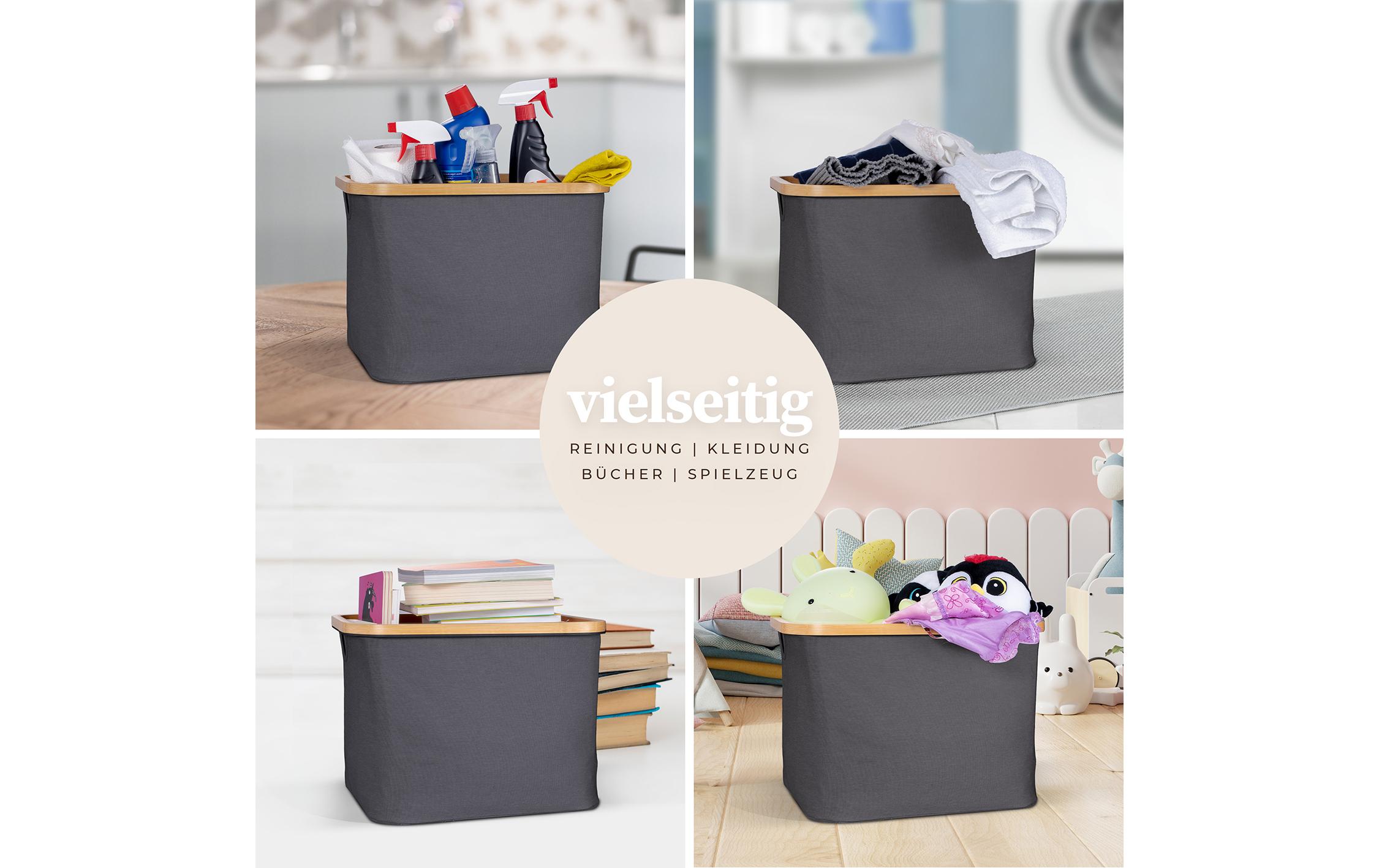 Hennez Wäschekorb Adrian 40 l, Anthrazit/Nature