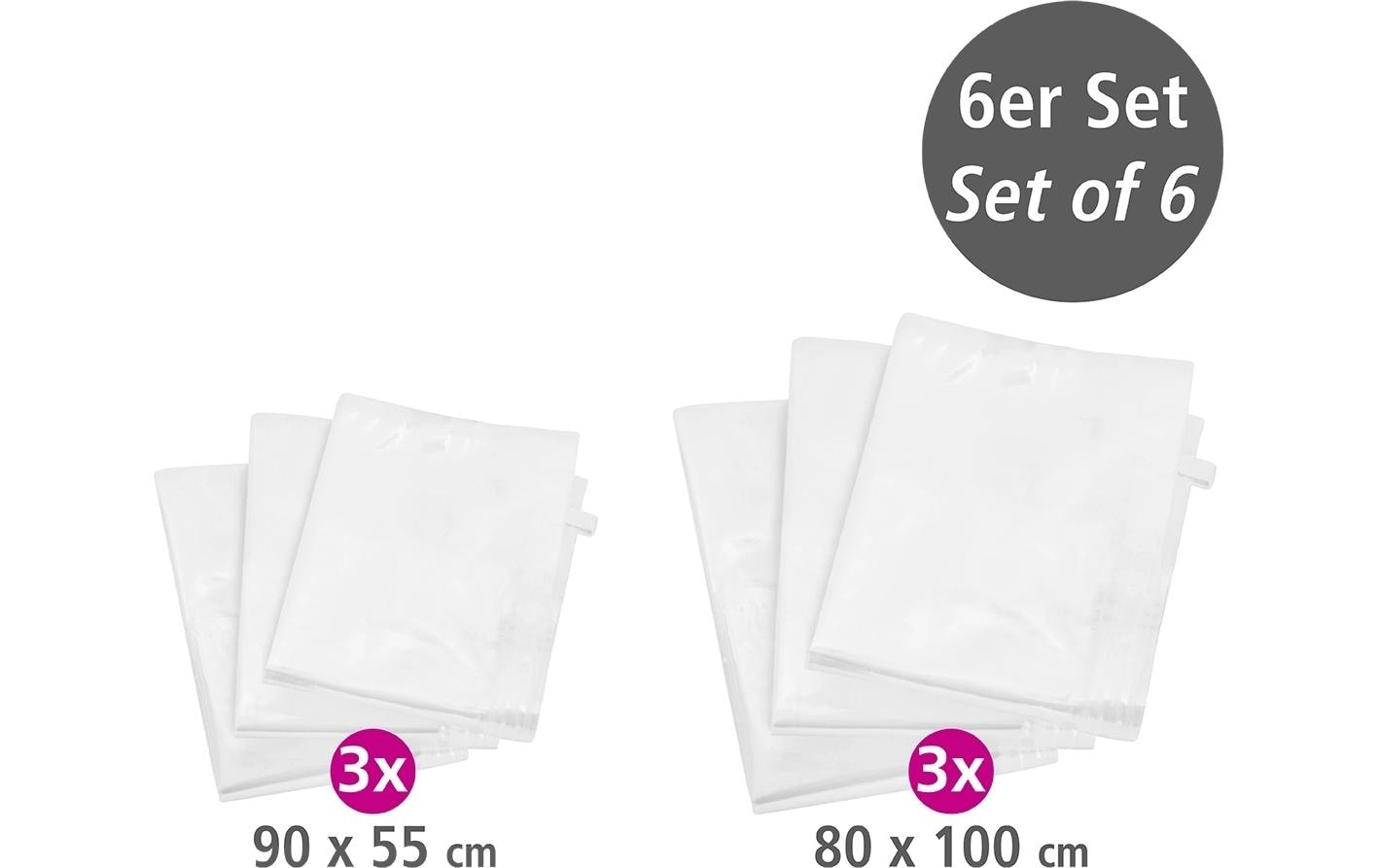 Wenko Vakuumbeutel 55 cm/80 cm x 90 cm/100 cm, 6 Stück