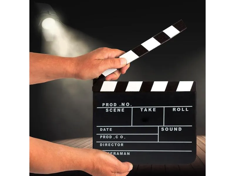 relaxdays Partyaccessoire Filmklappe 26 x 30 cm, Schwarz
