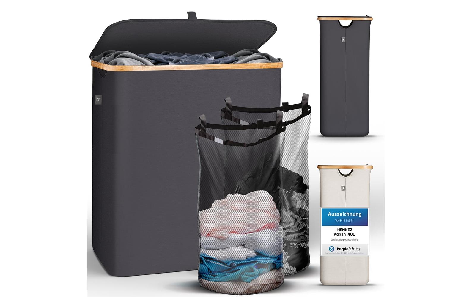 Hennez Wäschekorb Adrian 140 l, Anthrazit