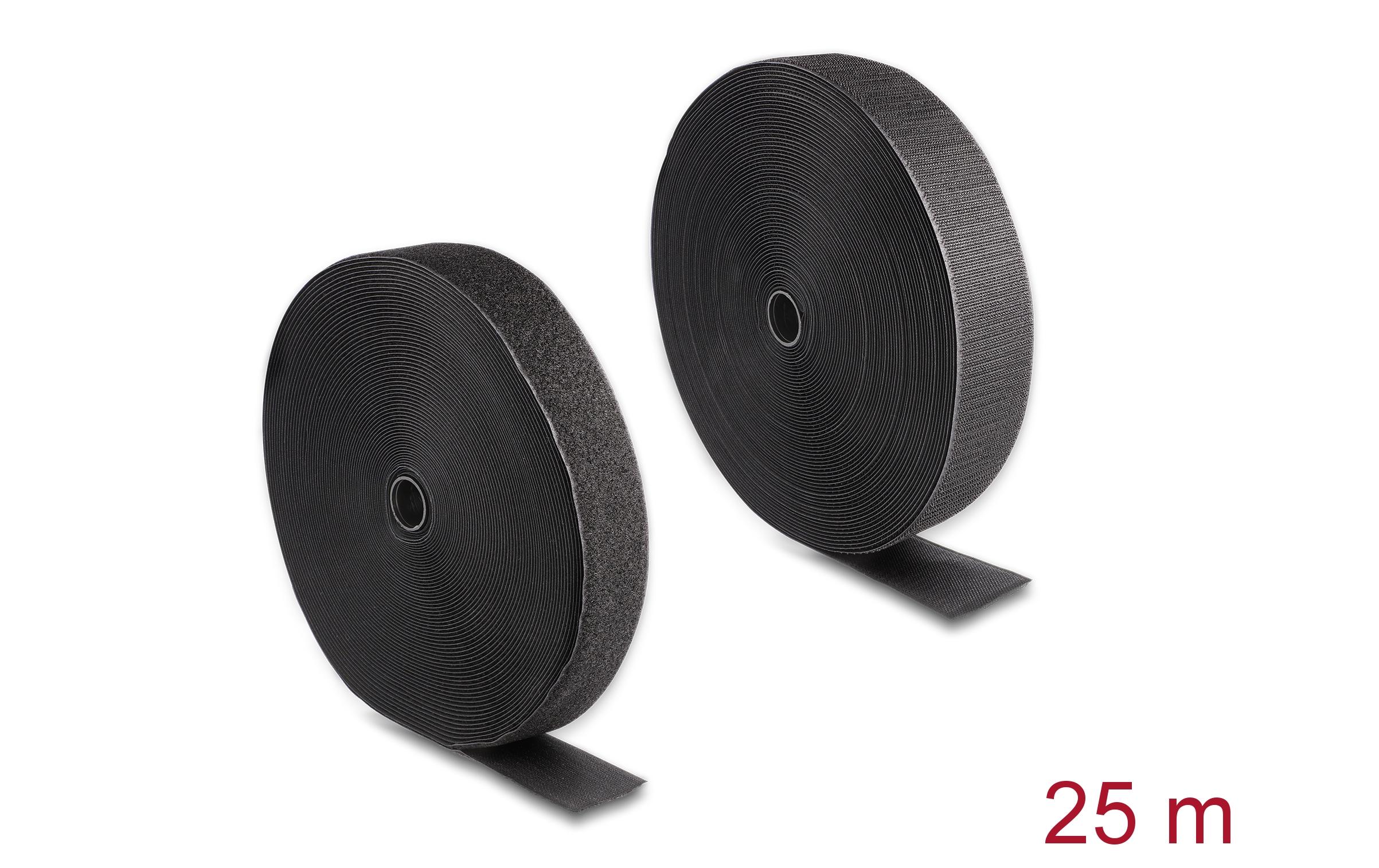 Delock Klettband 25m x 50mm Strapazierfähig Schwarz