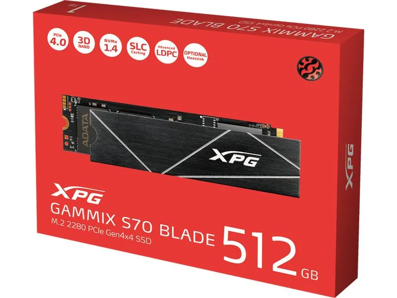 ADATA SSD XPG Gammix S70 Blade M.2 2280 NVMe 512 GB ADATA SSD XPG Gammix S70 Blade M.2 2280 NVMe 512 GB