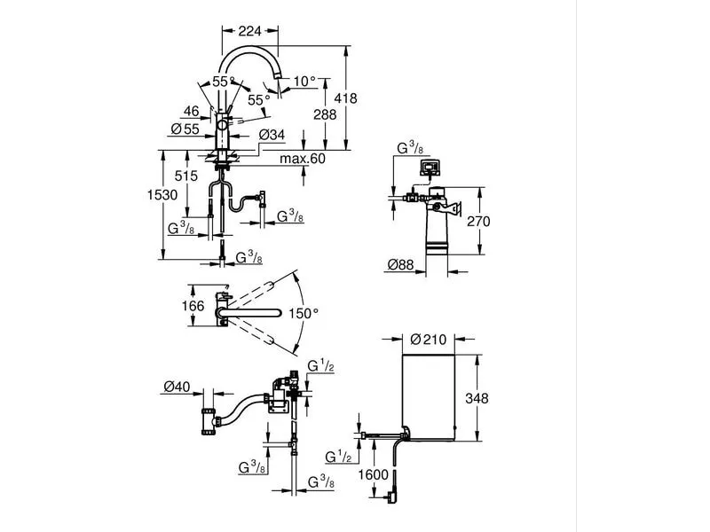 GROHE Küchenarmatur Red Duo C-Auslauf Grösse M Samt Schwarz GROHE Küchenarmatur Red Duo C-Auslauf Grösse M Samt Schwarz