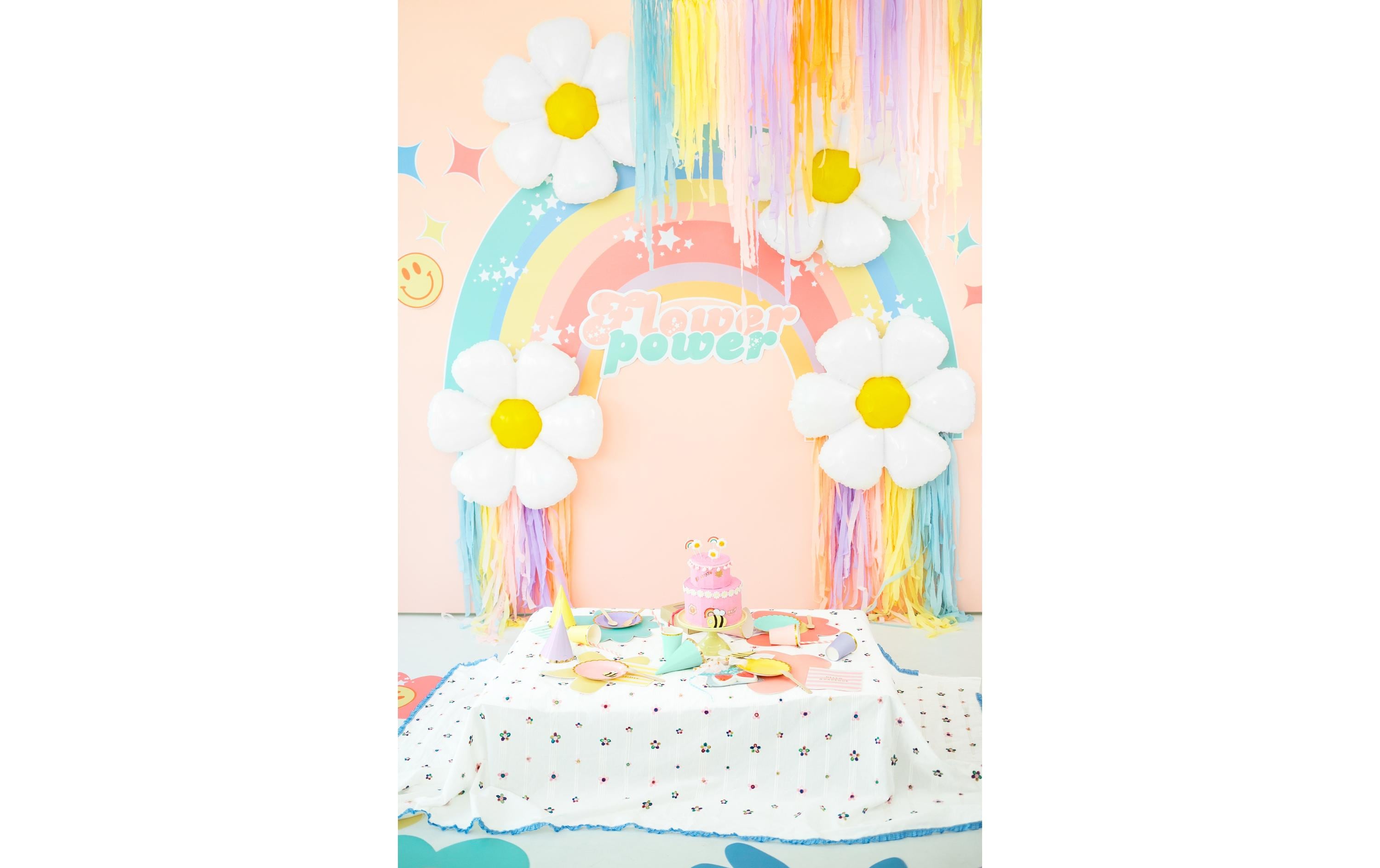 Partydeco Folienballon Gänseblümchen 97 x 103 cm, Gelb/Weiss