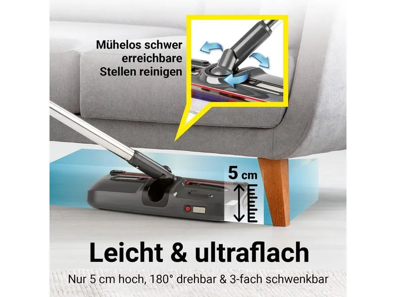 CLEANmaxx Akku-Besen 15 W, USB-C, LED