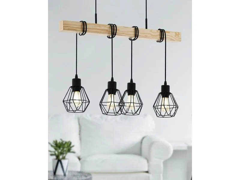 EGLO Leuchten Pendelleuchte TOWNSHEND 5 schwarz exkl. E27 4x60W EGLO Leuchten Pendelleuchte TOWNSHEND 5 schwarz exkl. E27 4x60W