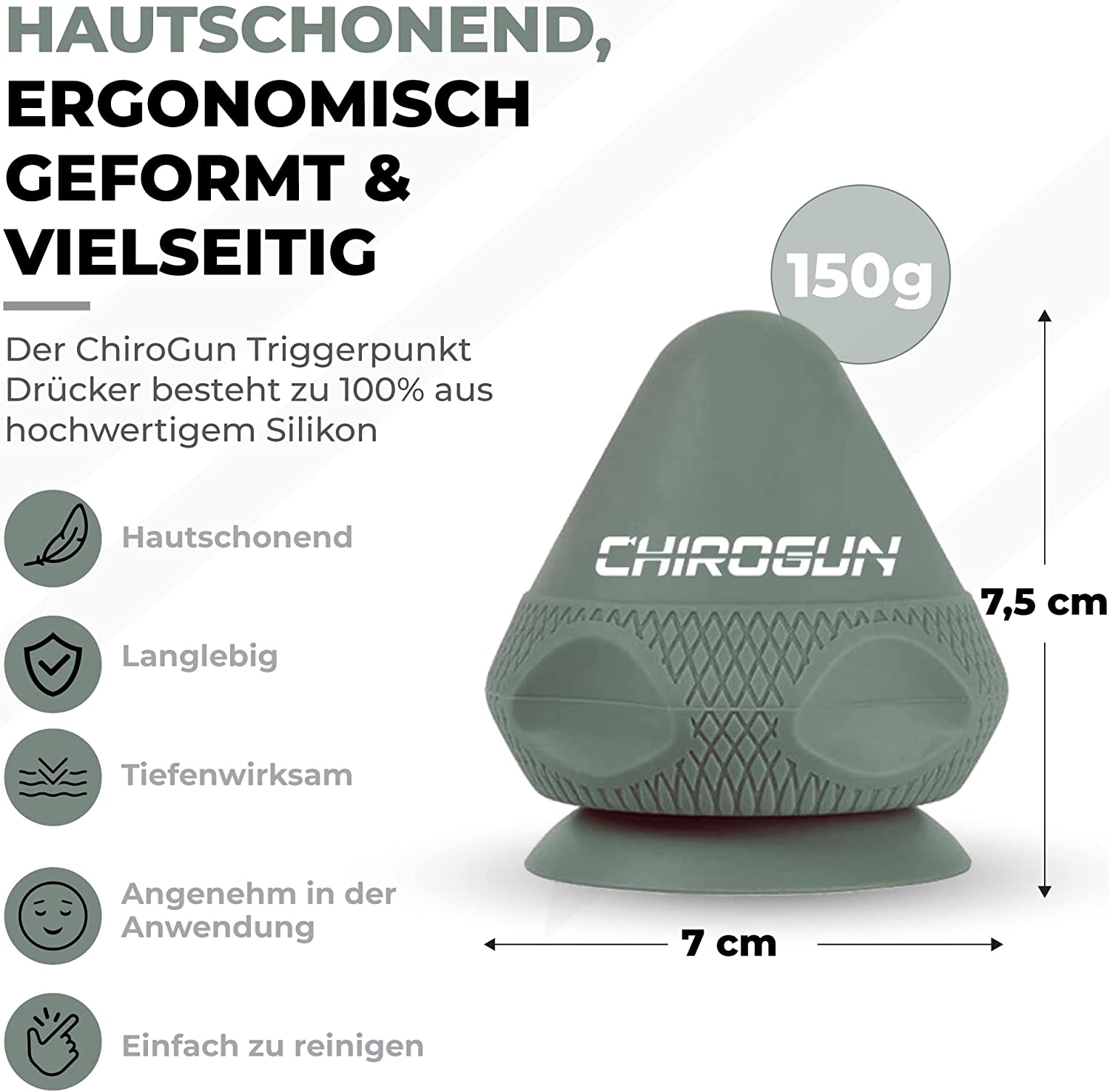CHIROGUN® Triggerpunkt Drücker mit Saugnapf & Beutel Green
