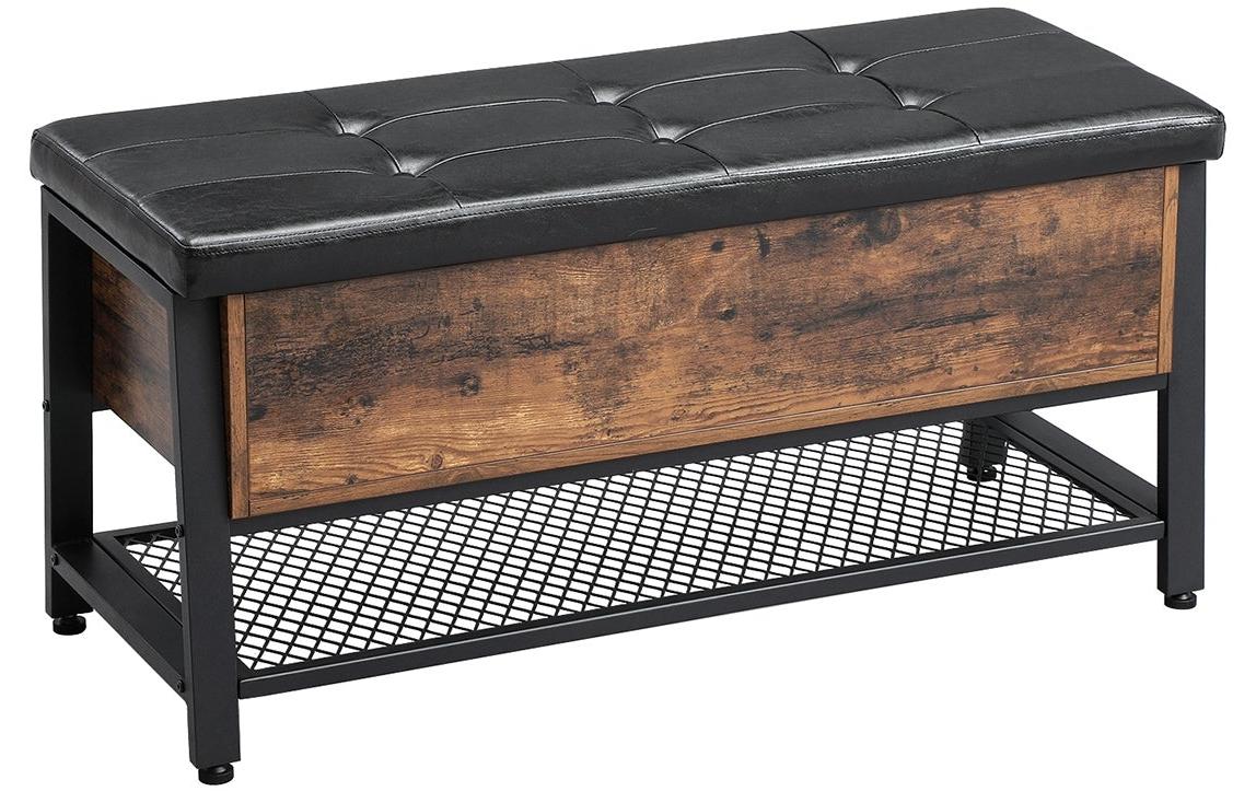 VASAGLE Sitztruhe mit Stauraum 100 x 47 cm, Braun/Schwarz