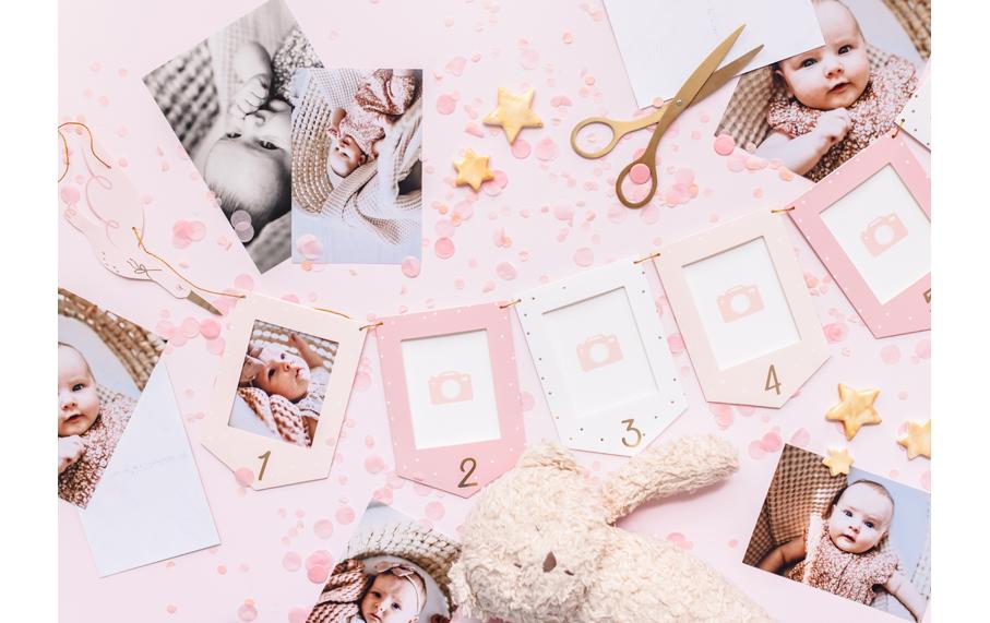 Partydeco Girlande Storch Rosa, 10.5 x 15 cm, 3 m