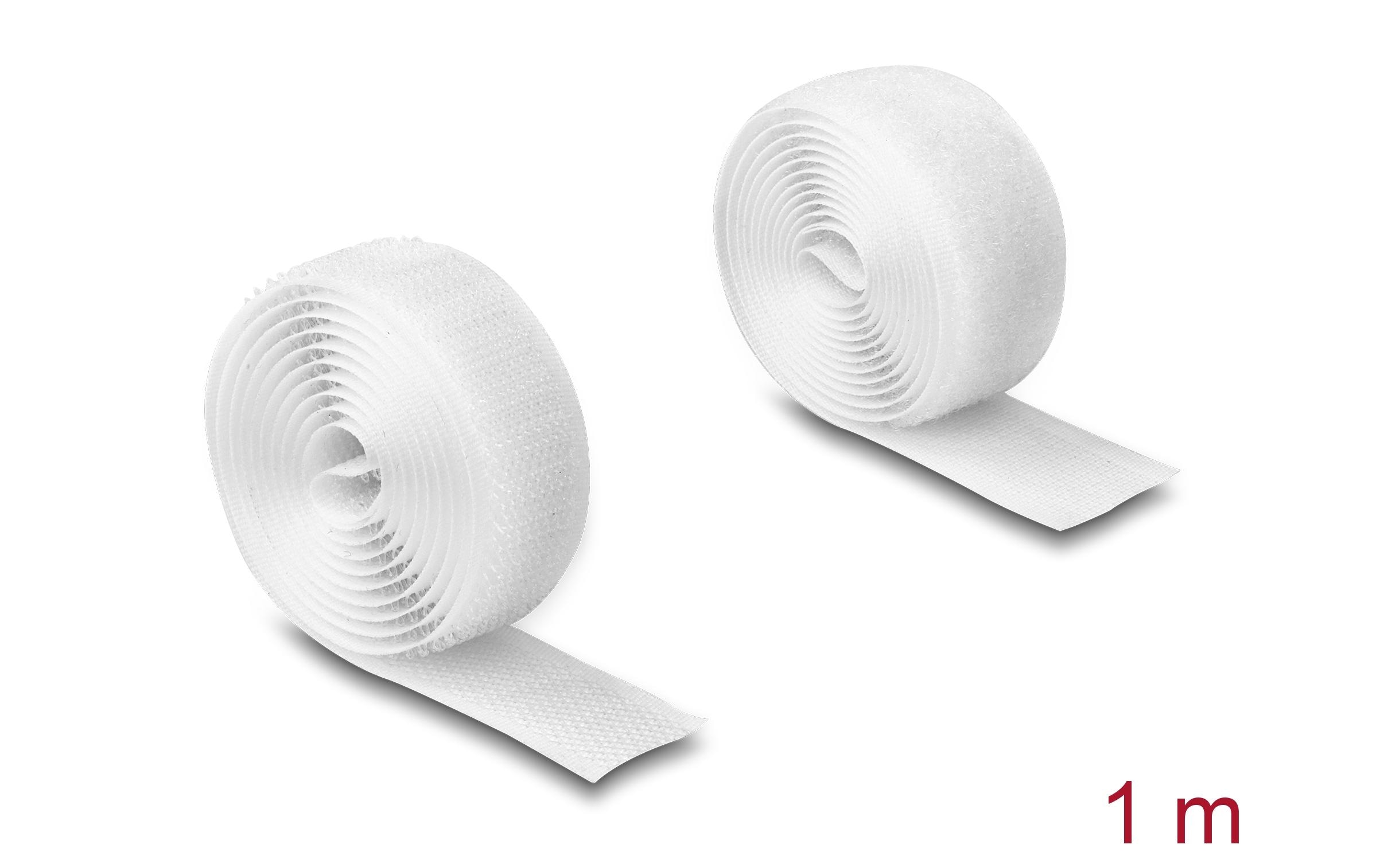 Delock Klettband 1 m x 20 mm mit Haft- und Flauschband Weiss