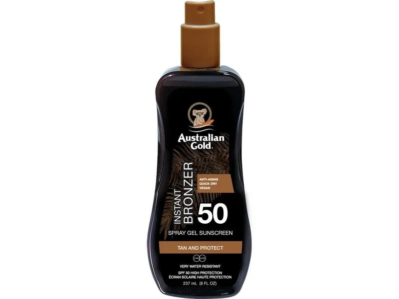 Australian Gold Sonnenspray Gel mit Bronzer SPF 50 237 ml Australian Gold Sonnenspray Gel mit Bronzer SPF 50 237 ml