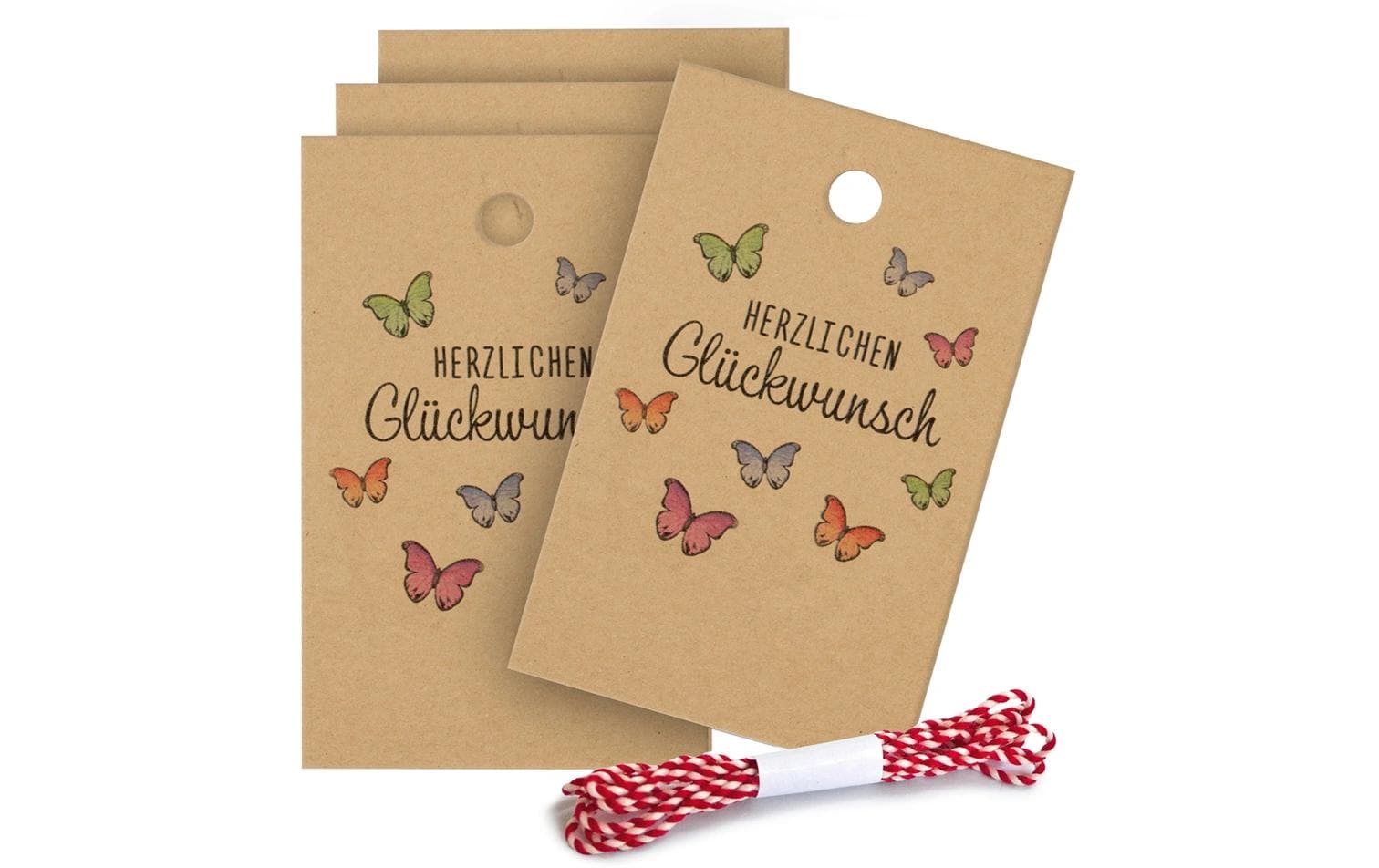 Braun + Company Geschenkanhänger Herzlichen Glückwunsch 5 Stück, Braun