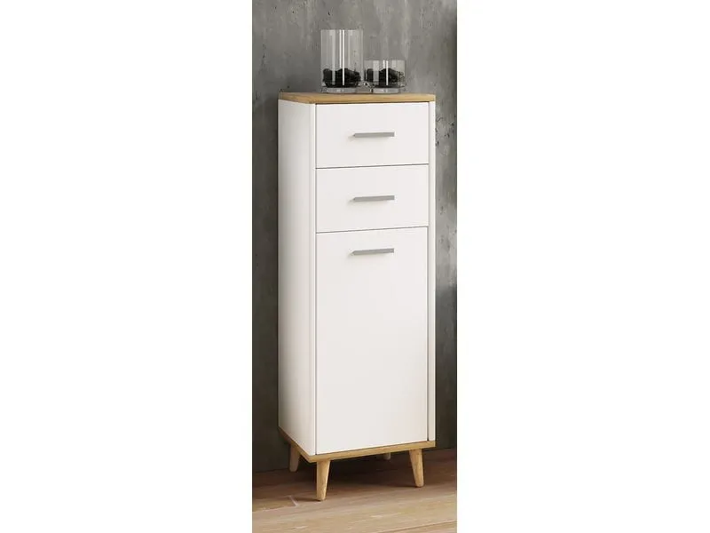 VCM Badezimmerregal Landos Midi 32 x 97 cm, Weiss/Honig-Eiche VCM Badezimmerregal Landos Midi 32 x 97 cm, Weiss/Honig-Eiche