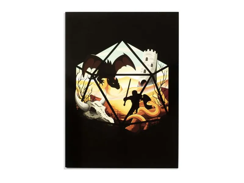 Glass Staff Grusskarte Dragon D20 Schwarz