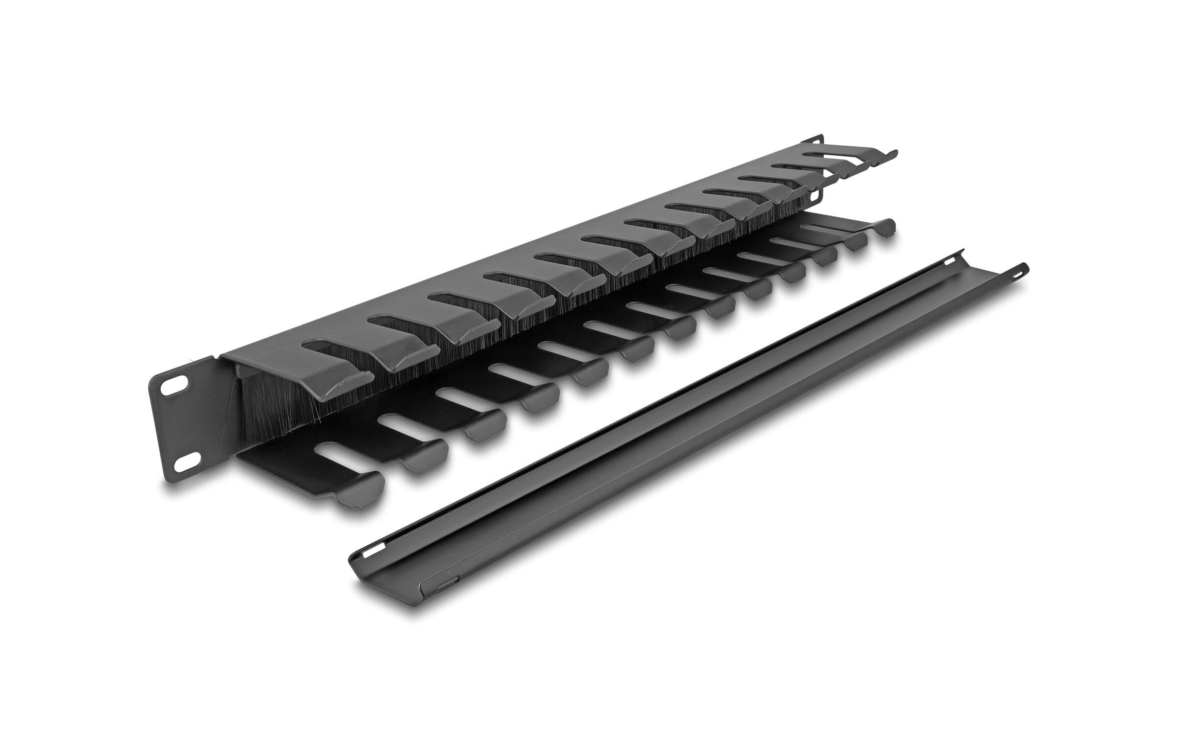 Delock Kabelführungspanel 1HE mit 2 Öffnungen 19 Rack, Schwarz Delock Kabelführungspanel 1HE mit 2 Öffnungen 19 Rack, Schwarz