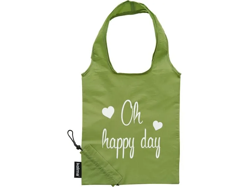 Kolma Einkaufstasche RPET «Oh happy day» Olivgrün