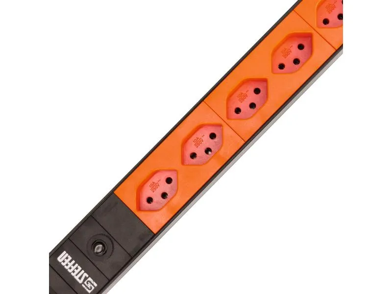 STEFFEN 19 Steckdosenleiste Alu Modular 8x T13, Schwarz/Orange STEFFEN 19 Steckdosenleiste Alu Modular 8x T13, Schwarz/Orange