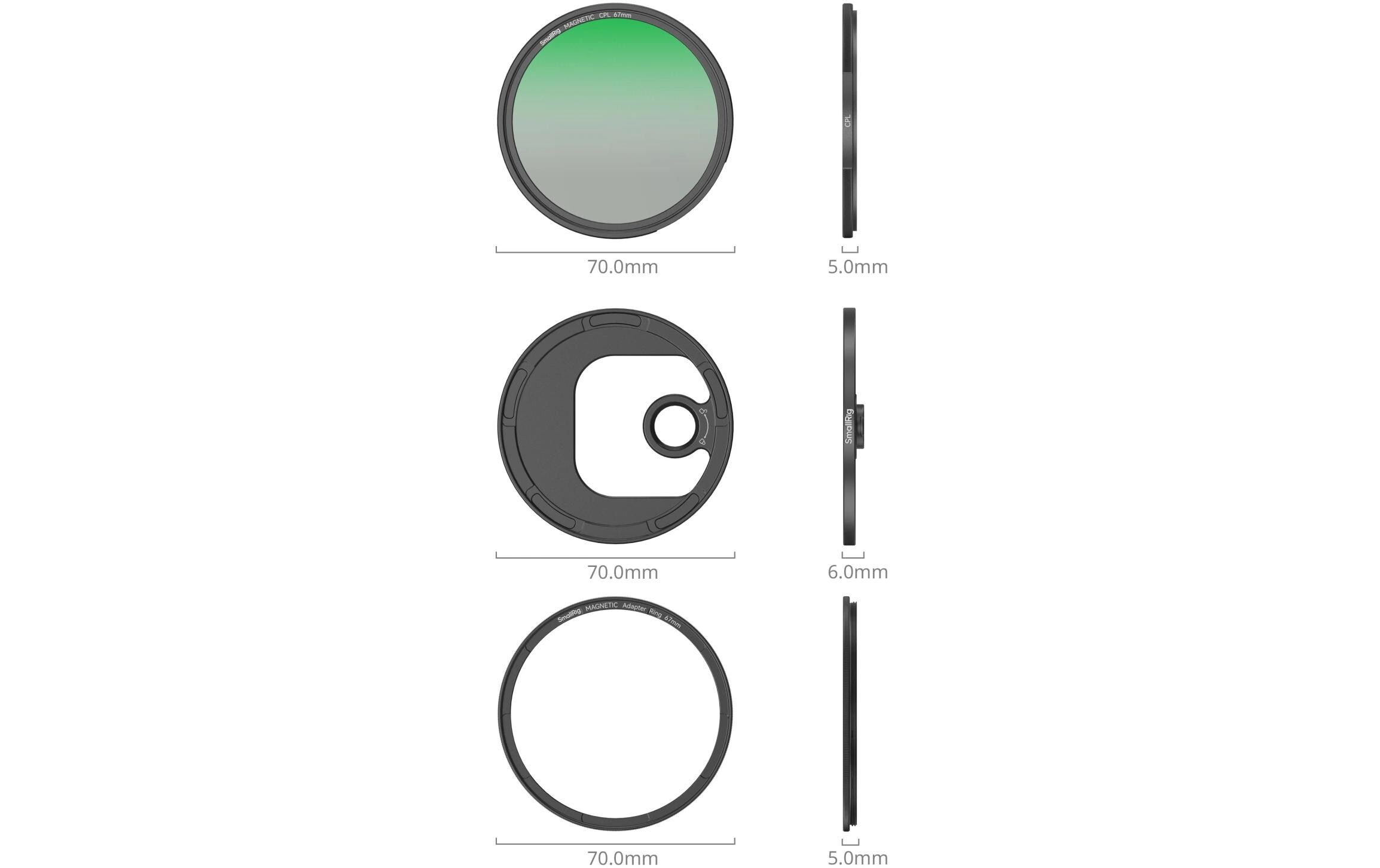 Smallrig Aufsteckbarer CPL-Filter (67 mm) mit T-Mount-Adapter