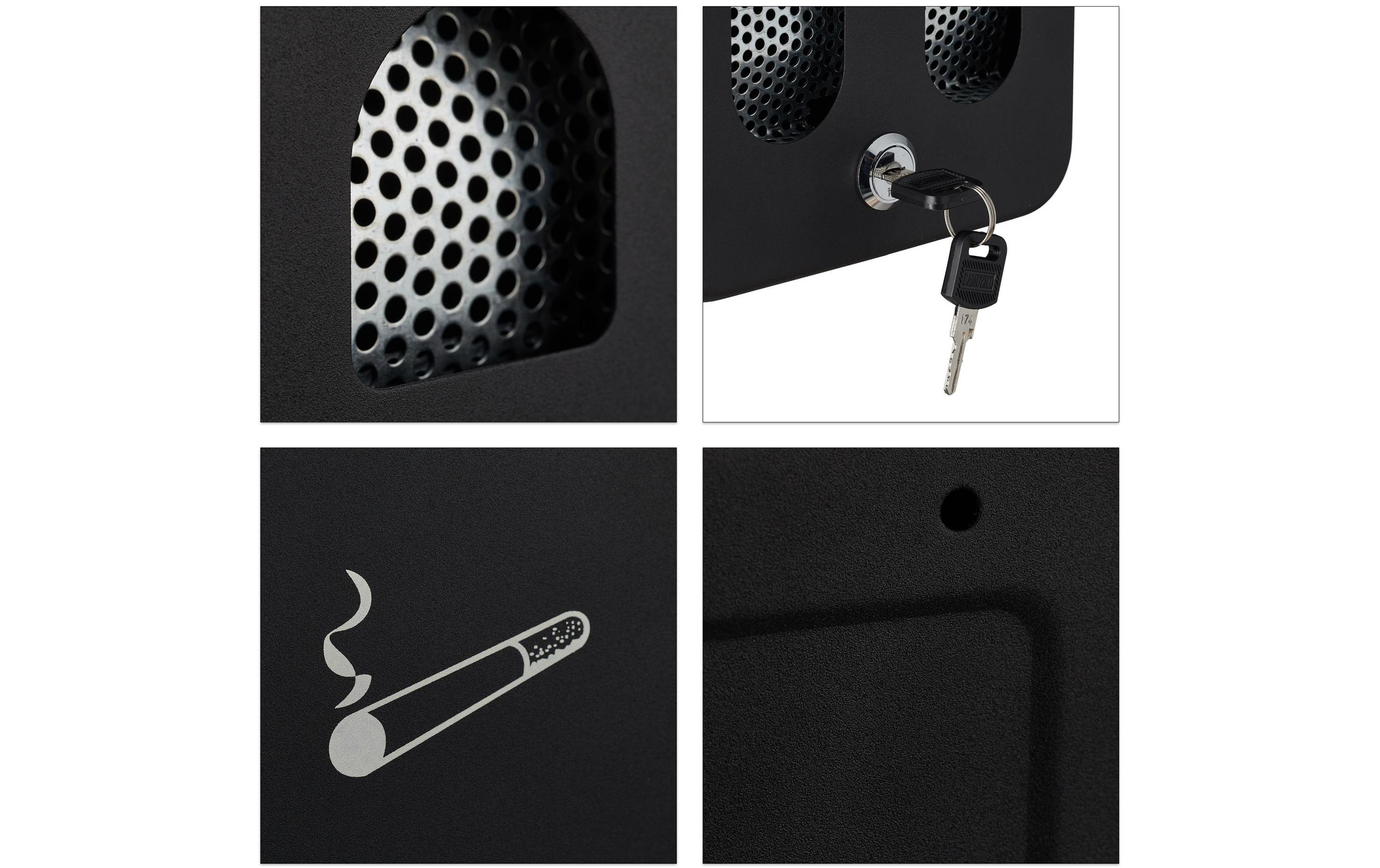 relaxdays Wandascher für aussen Schwarz/Silber