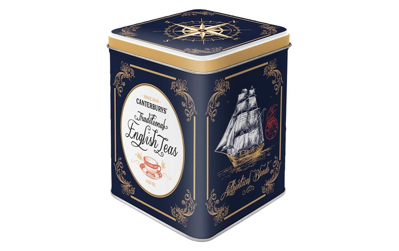 Nostalgic Art Teebeutel-Box Traditional Tea Dunkelblau/Gold/Weiss