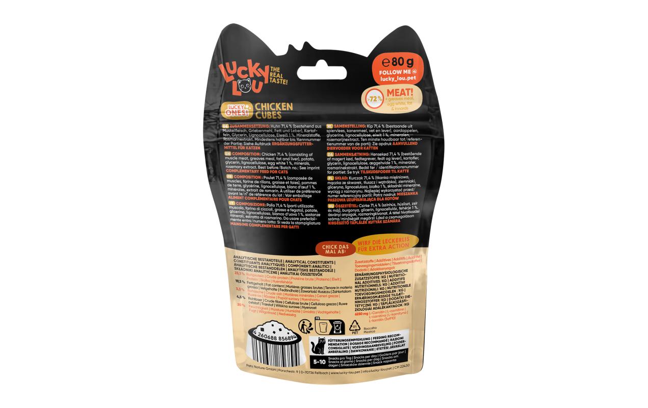 Lucky Lou Katzen-Snack Lucky Ones Cubes Huhn, 8 x 80 g